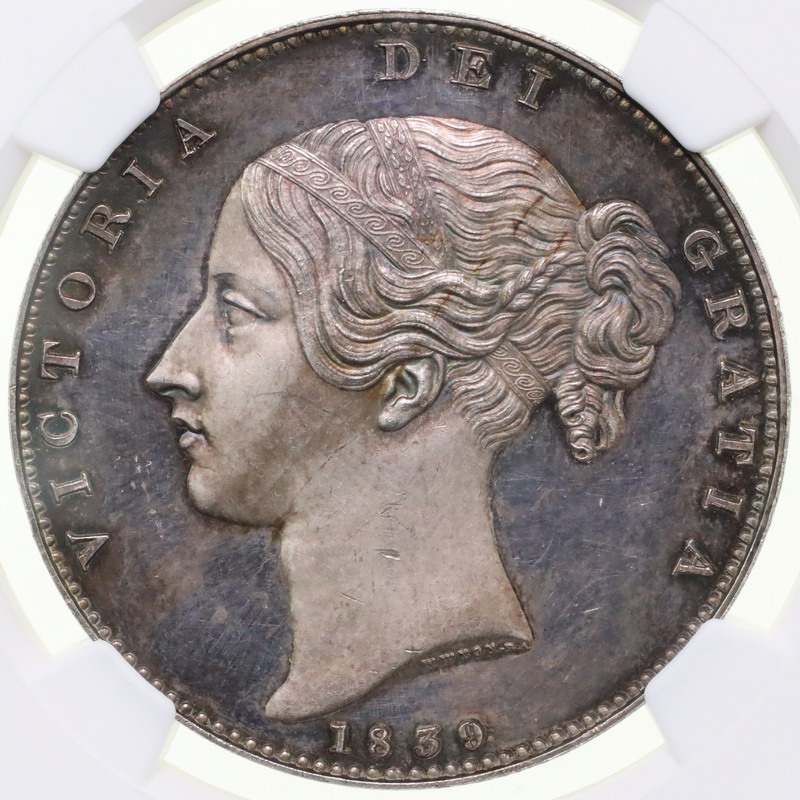 イギリス 1839年 クラウン銀貨 プルーフ ヴィクトリアVictoria